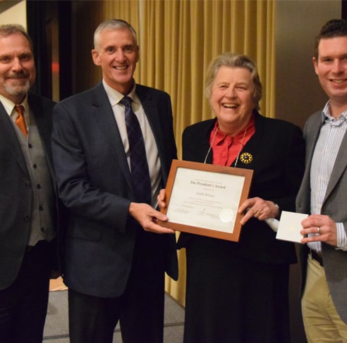 Former HWDSB Trustee Judith Bishop receives an OPSBA Award. 