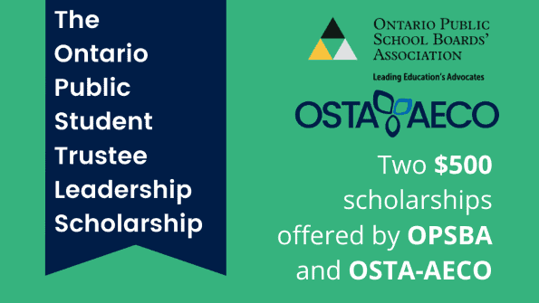 A graphic with information about the Ontario Public Student Trustee Leadership Scholarship