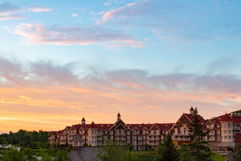 Blue Mountain Village at sunset in the summer